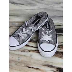 Converse Women's Black & White Striped Slip-On Low Tops